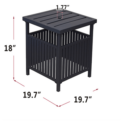 Patio Steel Bistro Dining Table with Umbrella Hole, Outdoor Leisure Coffee Table, Square Umbrella Table for Porch,Backyard,Garden, Black - Asmota
