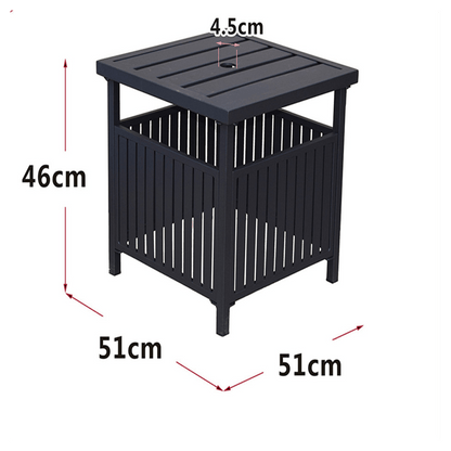 Patio Steel Bistro Dining Table with Umbrella Hole, Outdoor Leisure Coffee Table, Square Umbrella Table for Porch,Backyard,Garden, Black - Asmota