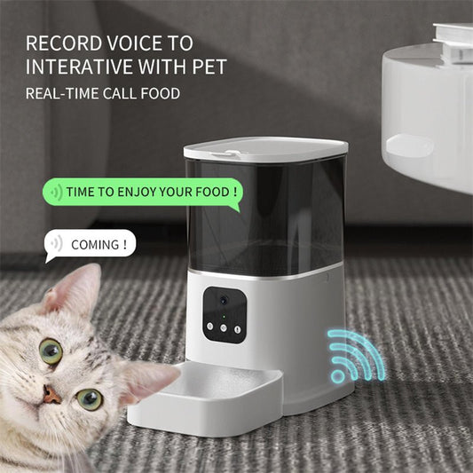 Pet Automatic Feeder Large Capacity Smart Voice Recorder APP Control Timer Feeding Cat Dog Food Dispenser With WiFi Pet Bowl - Asmota