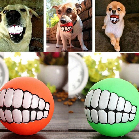 Pet Dog Ball Teeth Funny Trick Toy Silicone Toy for dogs Chew Squeaker Squeaky Dog Sound toys Pet puppy Toys interactive cat toy - Asmota