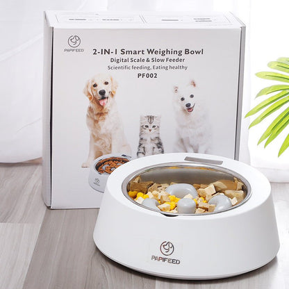 Pet Dog Bowl Slow Feeder Dog Food Bowl Smart Weighing Dog Slow Feeder Cat Pet Feeder - Asmota