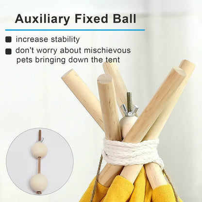 Pet Teepee Tent Dog Cat Bed Portable RWashable Dog Houses Indoor Puppy Beds With Cushion For Small Dogs Cats Rabbits - Asmota