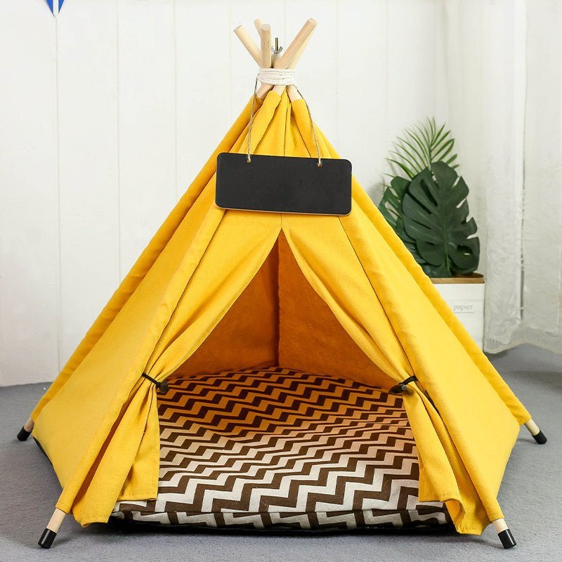 Pet Teepee Tent Dog Cat Bed Portable RWashable Dog Houses Indoor Puppy Beds With Cushion For Small Dogs Cats Rabbits - Asmota
