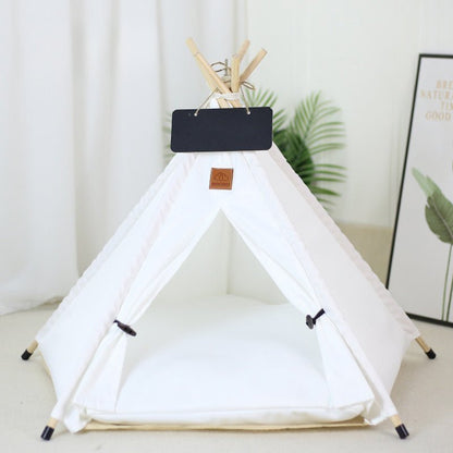 Pet Teepee Tent Dog Cat Bed Portable RWashable Dog Houses Indoor Puppy Beds With Cushion For Small Dogs Cats Rabbits - Asmota