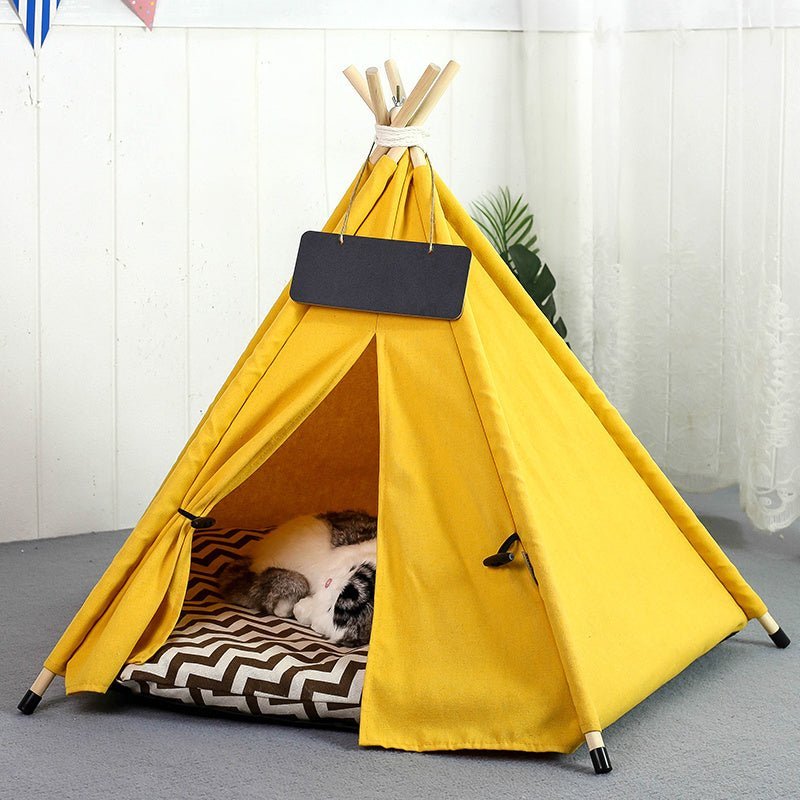 Pet Teepee Tent Dog Cat Bed Portable RWashable Dog Houses Indoor Puppy Beds With Cushion For Small Dogs Cats Rabbits - Asmota