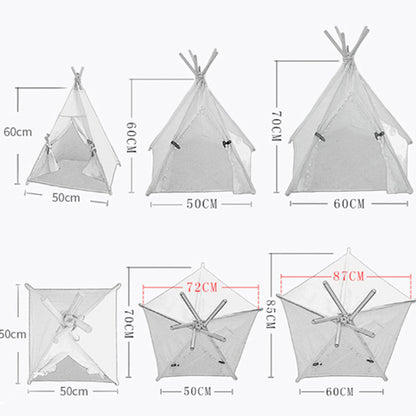 Pet Teepee Tent Dog Cat Bed Portable RWashable Dog Houses Indoor Puppy Beds With Cushion For Small Dogs Cats Rabbits - Asmota