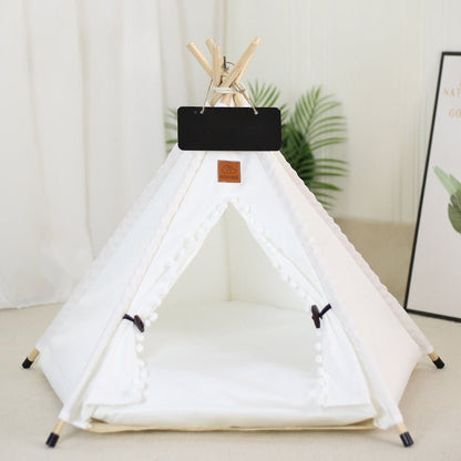 Pet Teepee Tent Dog Cat Bed Portable RWashable Dog Houses Indoor Puppy Beds With Cushion For Small Dogs Cats Rabbits - Asmota