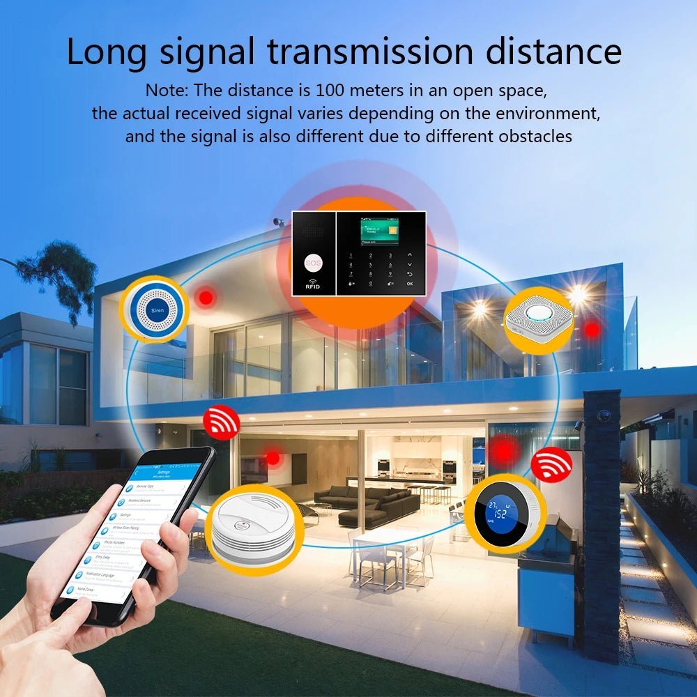 PGST Smart Life Alarm System for Home WIFI GSM Security Alarm Host with Door and Motion Sensor Tuya Smart App control work Alexa - Asmota