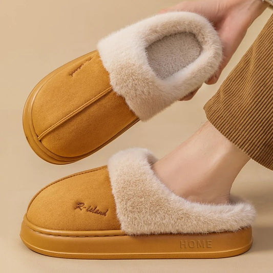 Platform Fluffy Slippers Women House Flats Fashion Plush Winter Designer Shoes Ladies Home Elegant Casual Footwear Big Size - Asmota