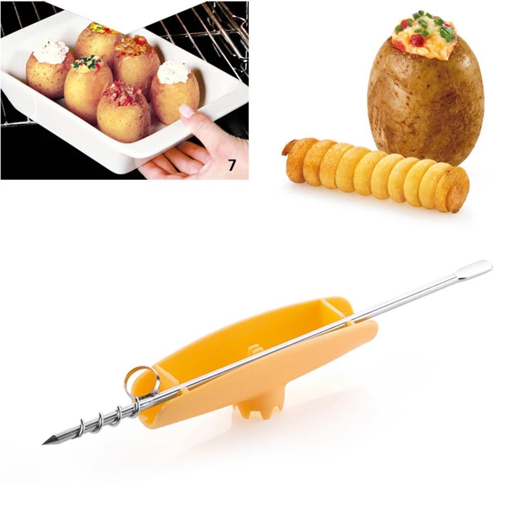 Potato Tower Chip Slicer Spiral Machine Spiral Slicer Tornado Twister Manual Cutter Tool Easy To Clean Kitchen Gadgets - Asmota