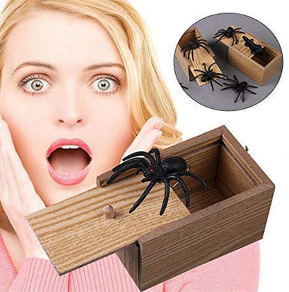 Prank Spider Wooden Scare Box Trick Play Joke Lifelike Surprise April Fools' Day Funny Novelty Toys Gags Practical Gifts - Asmota