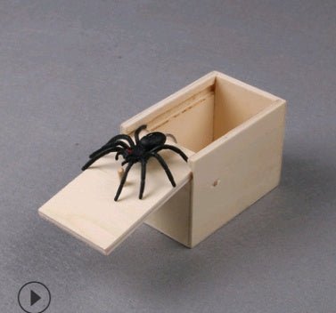 Prank Spider Wooden Scare Box Trick Play Joke Lifelike Surprise April Fools' Day Funny Novelty Toys Gags Practical Gifts - Asmota