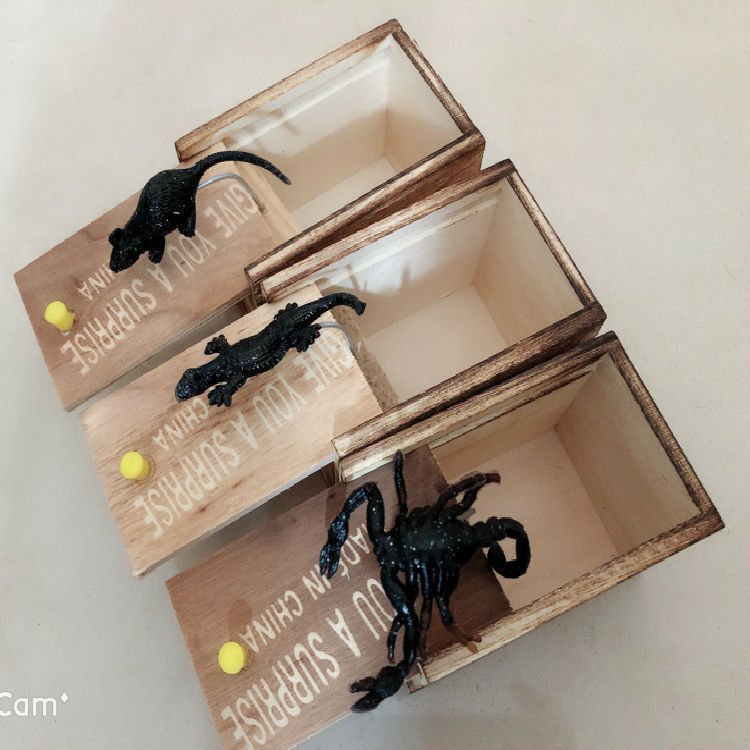 Prank Spider Wooden Scare Box Trick Play Joke Lifelike Surprise April Fools' Day Funny Novelty Toys Gags Practical Gifts - Asmota