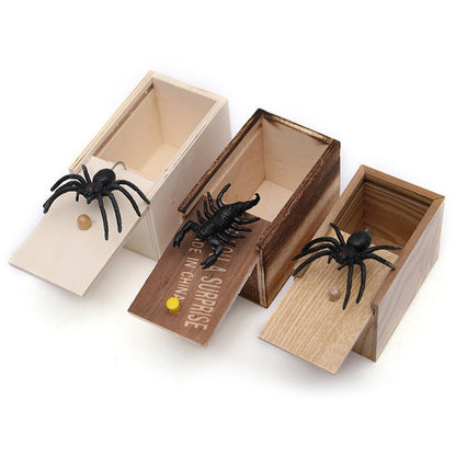 Prank Spider Wooden Scare Box Trick Play Joke Lifelike Surprise April Fools' Day Funny Novelty Toys Gags Practical Gifts - Asmota