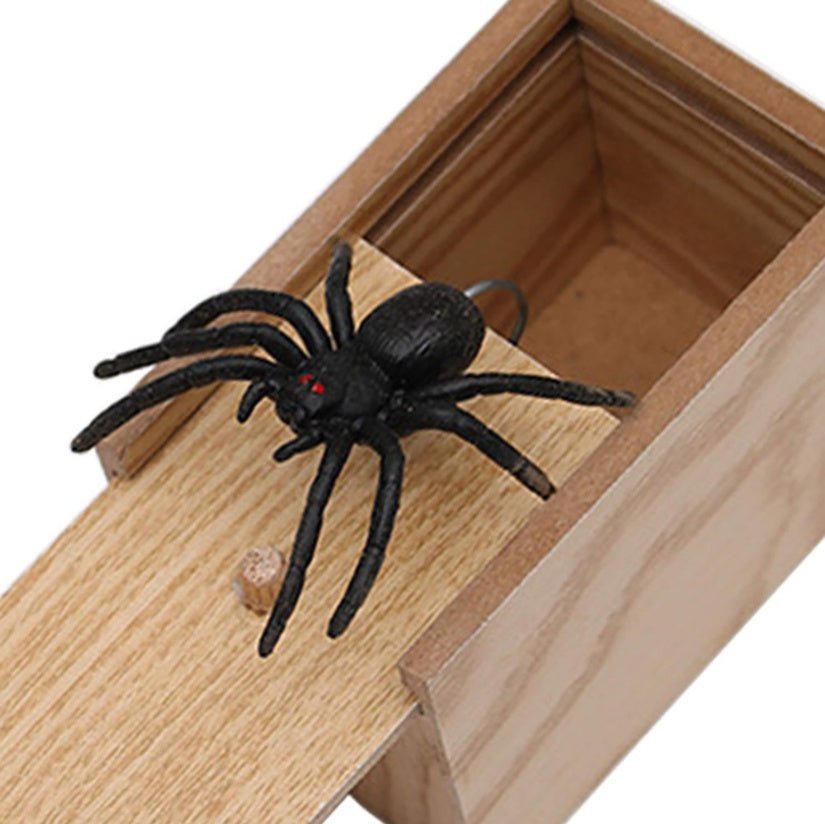 Prank Spider Wooden Scare Box Trick Play Joke Lifelike Surprise April Fools' Day Funny Novelty Toys Gags Practical Gifts - Asmota