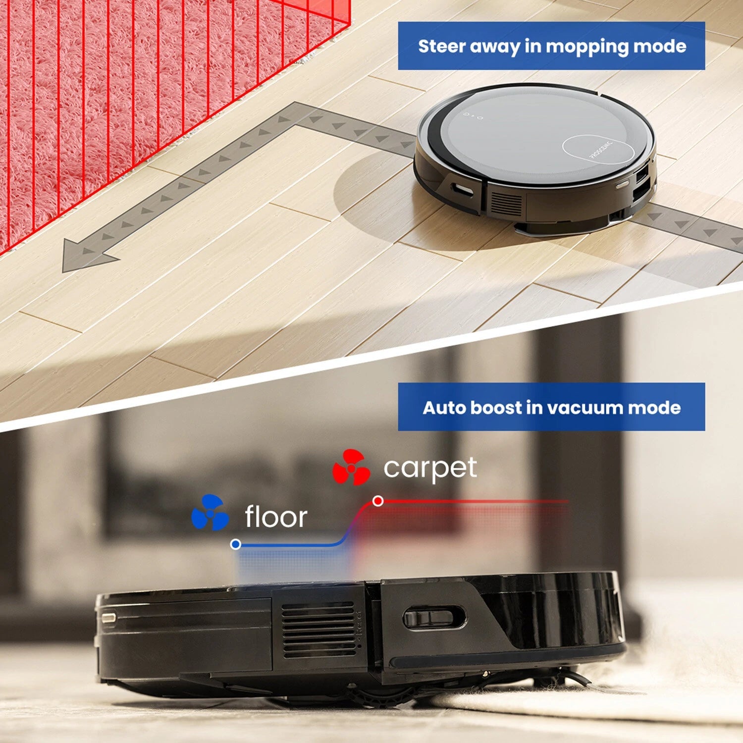 Proscenic X1 Smart Vacuum Cleaner 3000PA Suction High Frequency Vibration Mop with Automatic Garbage Recovery Bucket Radar Navigation APP Control - Asmota