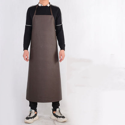 PU Leather Oil Proof And Waterproof Apron Men's And Women's Working Kitchen Leather Apron - Asmota
