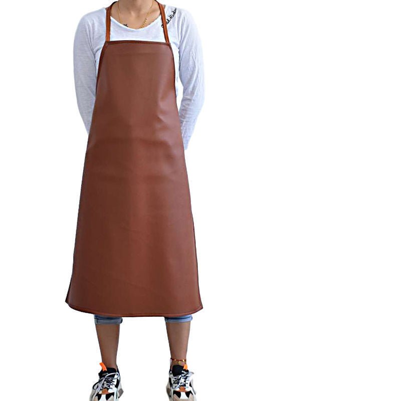 PU Leather Oil Proof And Waterproof Apron Men's And Women's Working Kitchen Leather Apron - Asmota