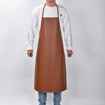 PU Leather Oil Proof And Waterproof Apron Men's And Women's Working Kitchen Leather Apron - Asmota