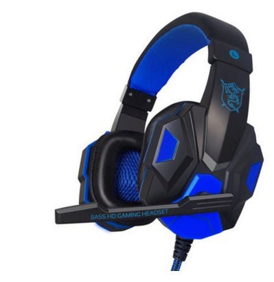 Pu mind pc780 black blue head game Gaming Headset computer YY voice with Mike black blue light headphones - Asmota