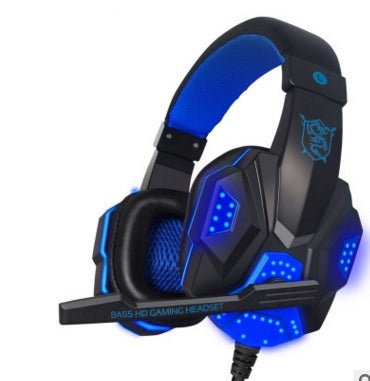 Pu mind pc780 black blue head game Gaming Headset computer YY voice with Mike black blue light headphones - Asmota