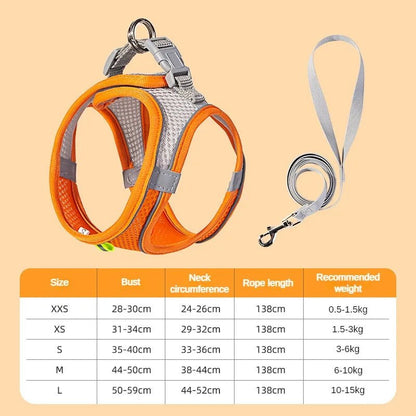 Puppy Harness Set Dog Accessories Adjustable Puppy and Cat Harness Vest French Bulldog Chihuahua Small Dog Collar Pet Leash Dogs - Asmota