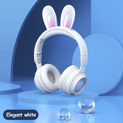 Rabbit Ear Headphones Wireless Luminous Extendable Wheat Headphones - Asmota