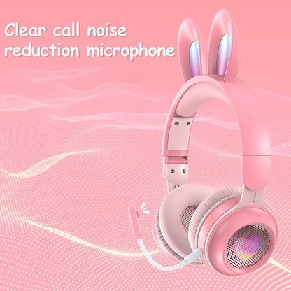 Rabbit Ear Headphones Wireless Luminous Extendable Wheat Headphones - Asmota