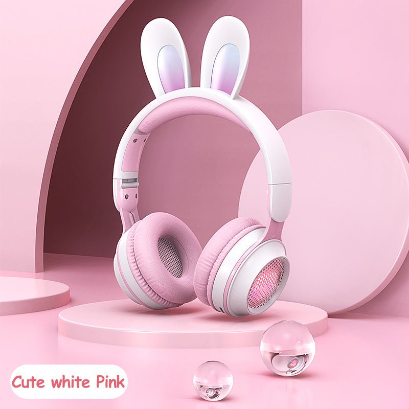 Rabbit Ear Headphones Wireless Luminous Extendable Wheat Headphones - Asmota