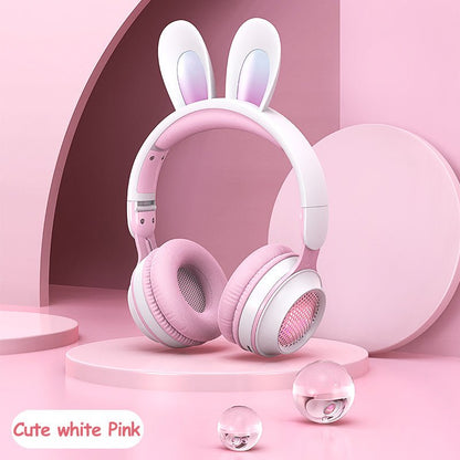 Rabbit Ear Headphones Wireless Luminous Extendable Wheat Headphones - Asmota