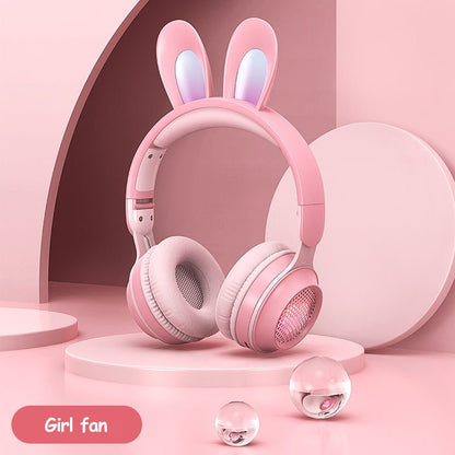 Rabbit Ear Headphones Wireless Luminous Extendable Wheat Headphones - Asmota