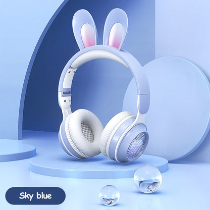 Rabbit Ear Headphones Wireless Luminous Extendable Wheat Headphones - Asmota
