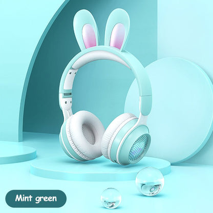 Rabbit Ear Headphones Wireless Luminous Extendable Wheat Headphones - Asmota