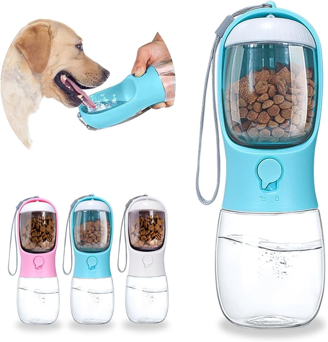 Ravel Puppy Water Bowl Dog Water Bottle With Food Container Portable Pet Dispenser Dog Stuff Accessories Items Puppy Essentials Necessities For Yorkie Chihuahua Cat Walking And Hiking - Asmota