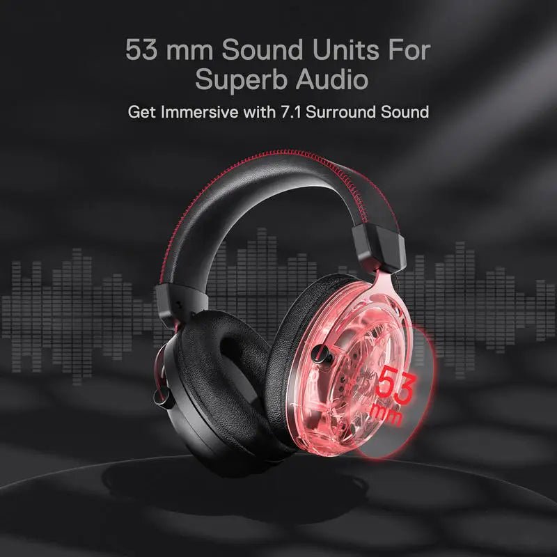 Redragon H386 USB Diomedes Wired Gaming Headset 7.1 Surround Sound 53MM Drivers Detachable Microphone Headphone - Asmota