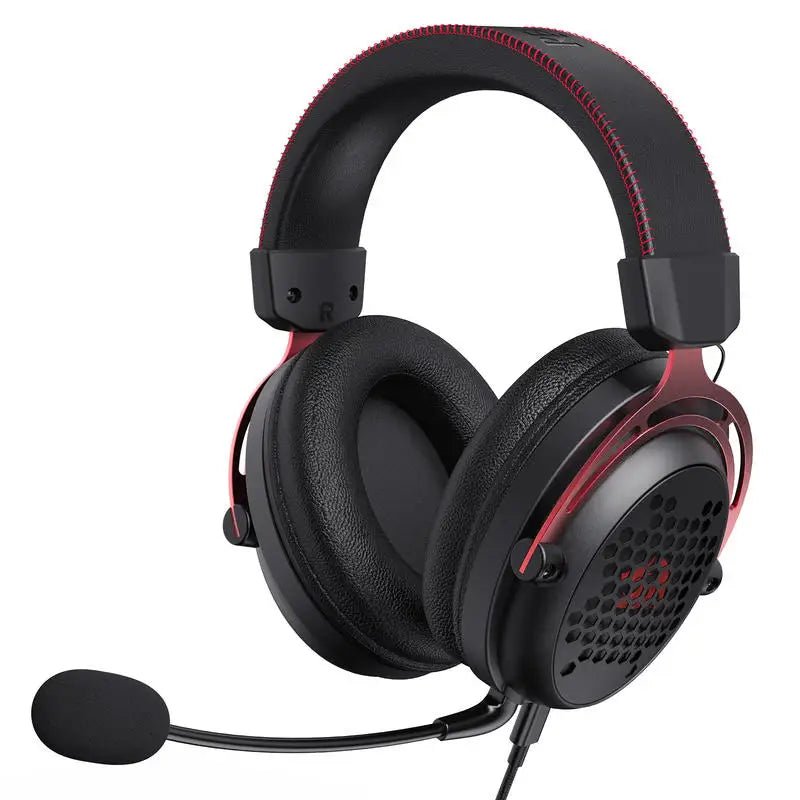 Redragon H386 USB Diomedes Wired Gaming Headset 7.1 Surround Sound 53MM Drivers Detachable Microphone Headphone - Asmota