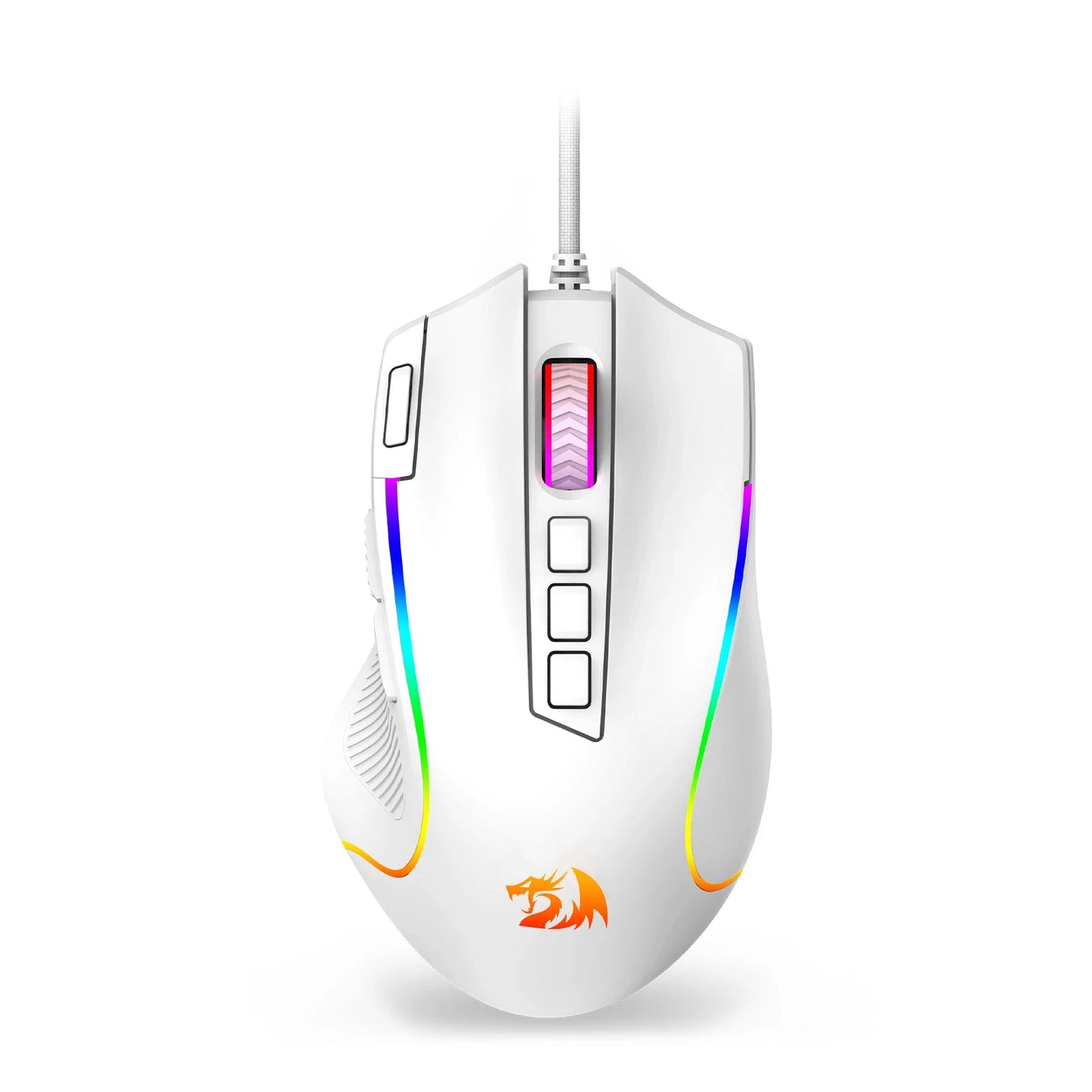 Redragon M612 Predator RGB Gaming Mouse 8000 DPI Wired Optical with 11 Programmable Buttons, White - Asmota