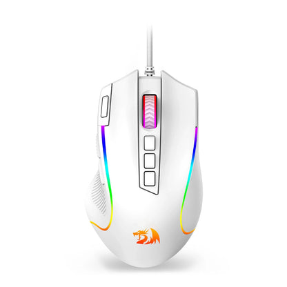 Redragon M612 Predator RGB Gaming Mouse 8000 DPI Wired Optical with 11 Programmable Buttons, White - Asmota