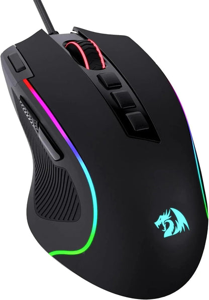 Redragon M612 Predator RGB Gaming Mouse 8000 DPI Wired Optical with 11 Programmable Buttons, White - Asmota