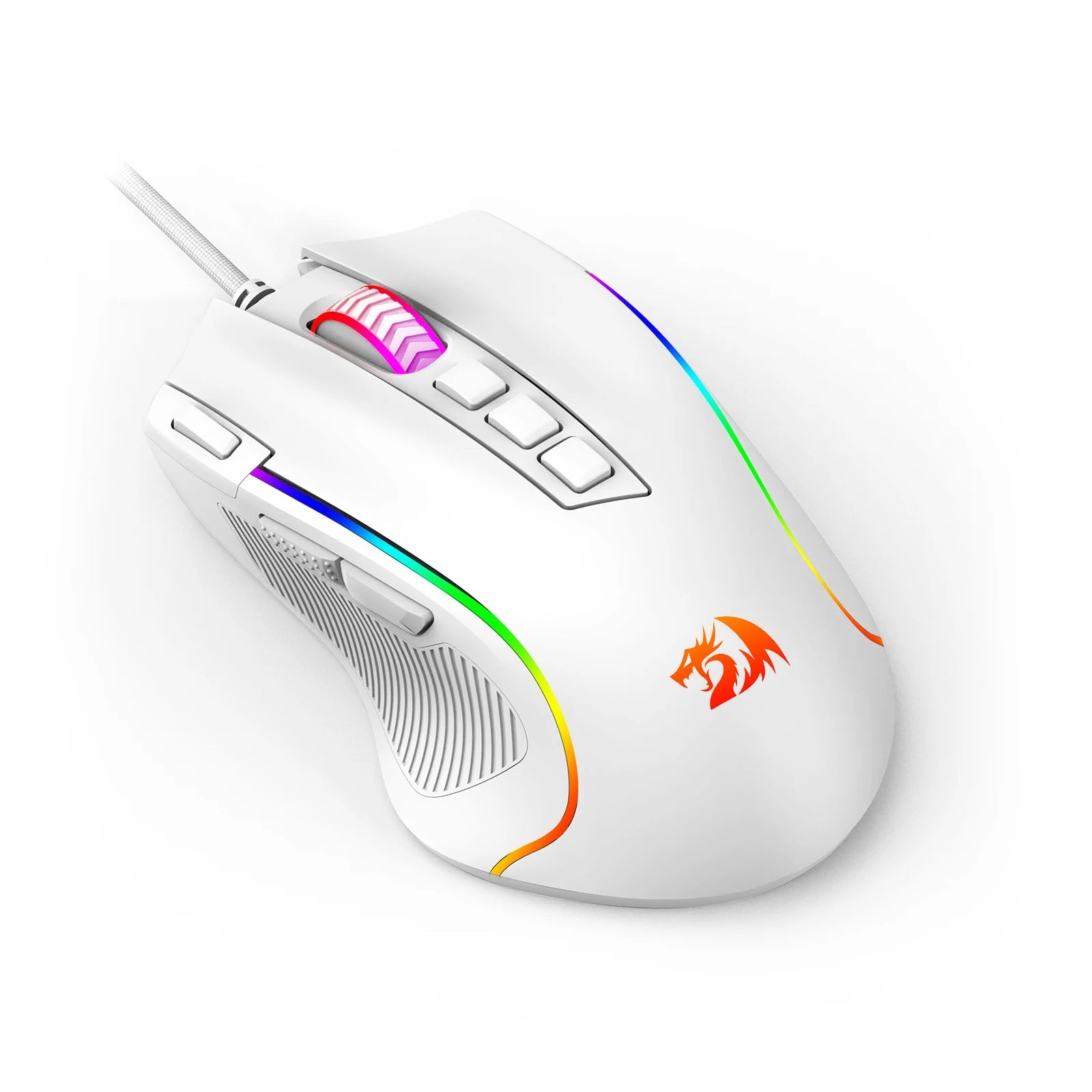 Redragon M612 Predator RGB Gaming Mouse 8000 DPI Wired Optical with 11 Programmable Buttons, White - Asmota