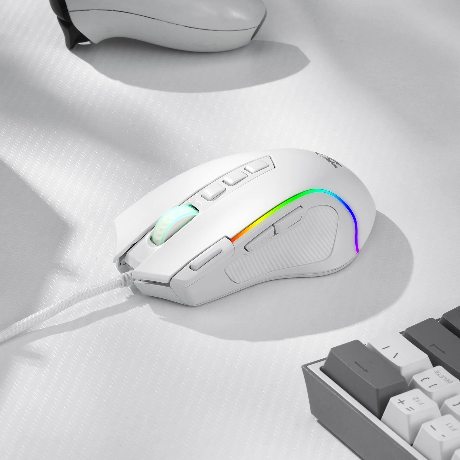 Redragon M612 Predator RGB Gaming Mouse 8000 DPI Wired Optical with 11 Programmable Buttons, White - Asmota