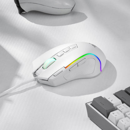 Redragon M612 Predator RGB Gaming Mouse 8000 DPI Wired Optical with 11 Programmable Buttons, White - Asmota