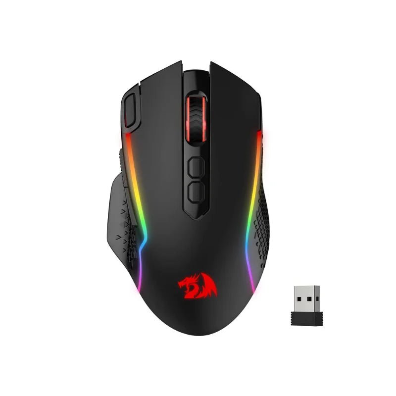 Redragon M810 Pro Wireless Gaming Mouse, 10000 DPI Wired Gamer Mouse w/ Rapid Fire Key, 8 Macro Buttons, Black/White Mouse - Asmota