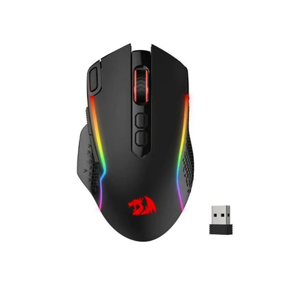 Redragon M810 Pro Wireless Gaming Mouse, 10000 DPI Wired Gamer Mouse w/ Rapid Fire Key, 8 Macro Buttons, Black/White Mouse - Asmota