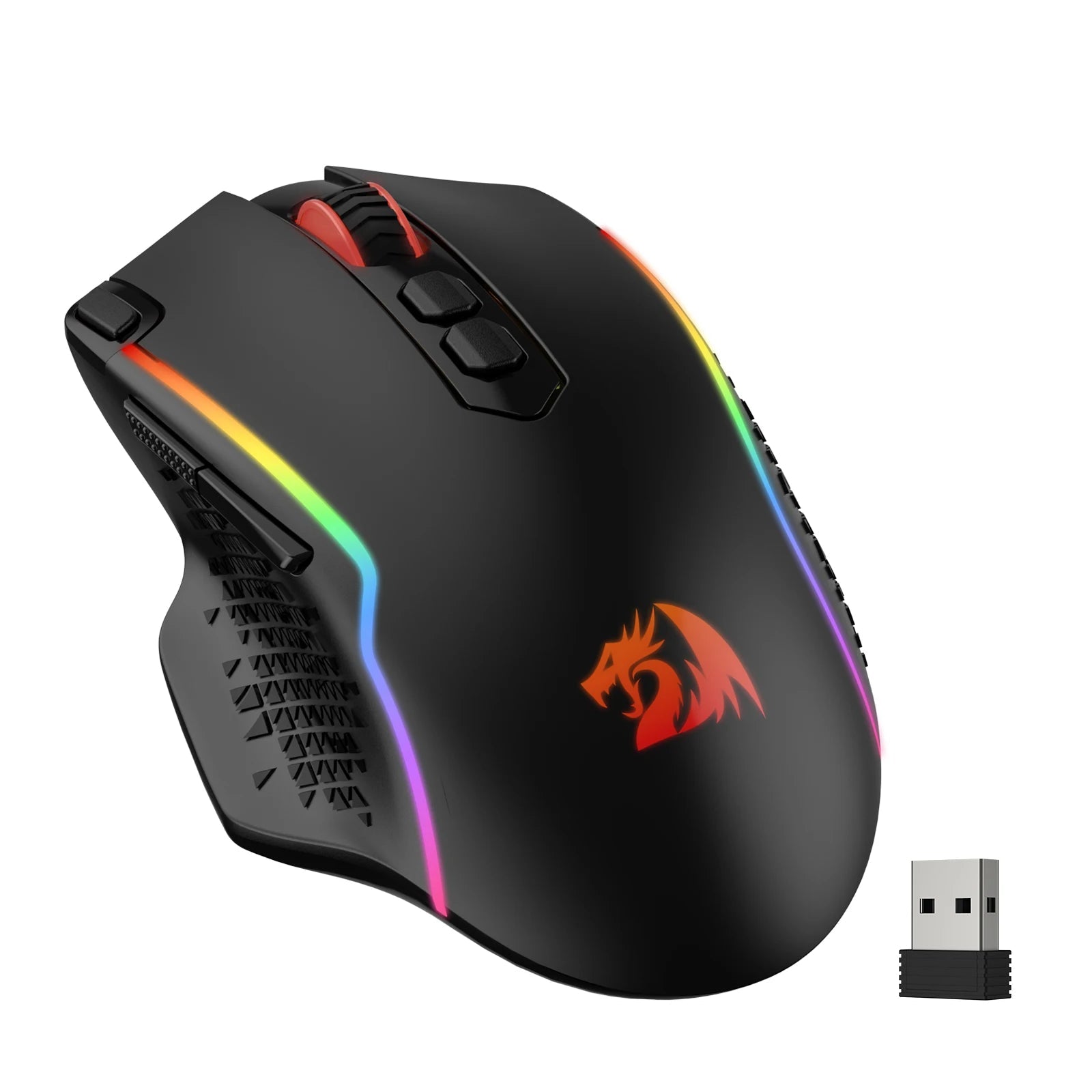 Redragon M810 Pro Wireless Gaming Mouse, 10000 DPI Wired Gamer Mouse w/ Rapid Fire Key, 8 Macro Buttons, Black/White Mouse - Asmota