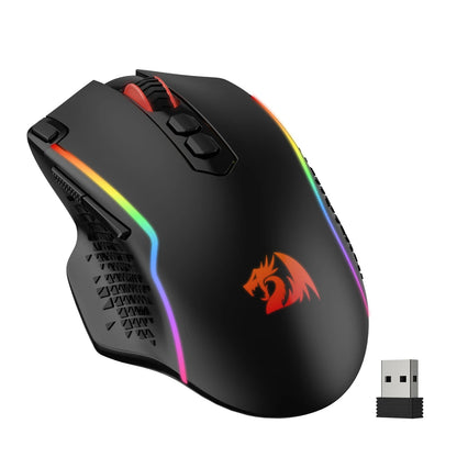 Redragon M810 Pro Wireless Gaming Mouse, 10000 DPI Wired Gamer Mouse w/ Rapid Fire Key, 8 Macro Buttons, Black/White Mouse - Asmota