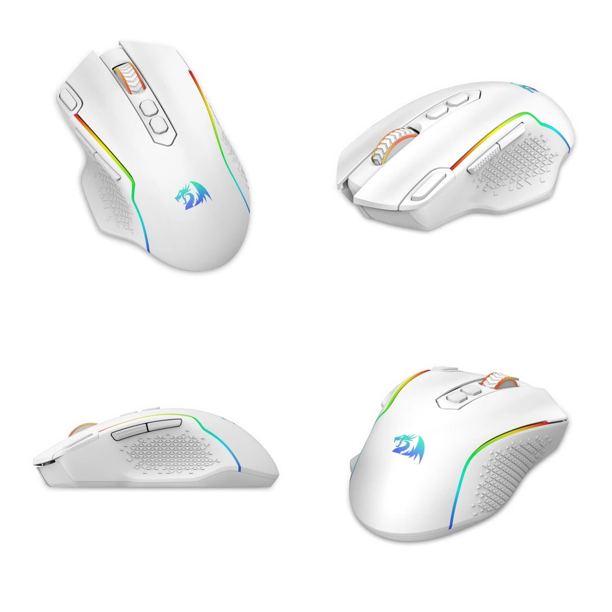 Redragon M810 Pro Wireless Gaming Mouse, 10000 DPI Wired Gamer Mouse w/ Rapid Fire Key, 8 Macro Buttons, Black/White Mouse - Asmota