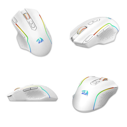 Redragon M810 Pro Wireless Gaming Mouse, 10000 DPI Wired Gamer Mouse w/ Rapid Fire Key, 8 Macro Buttons, Black/White Mouse - Asmota
