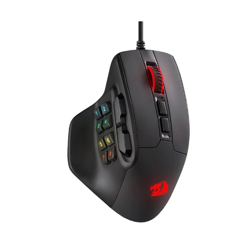 Redragon M811 Aatrox MMO Gaming Mouse, 15 Programmable Buttons Wired RGB Gamer Mouse w/ Ergonomic Natural Grip Build - Asmota