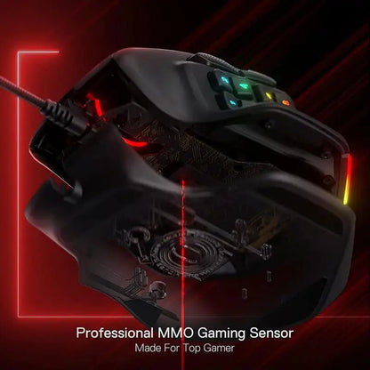 Redragon M811 Aatrox MMO Gaming Mouse, 15 Programmable Buttons Wired RGB Gamer Mouse w/ Ergonomic Natural Grip Build - Asmota